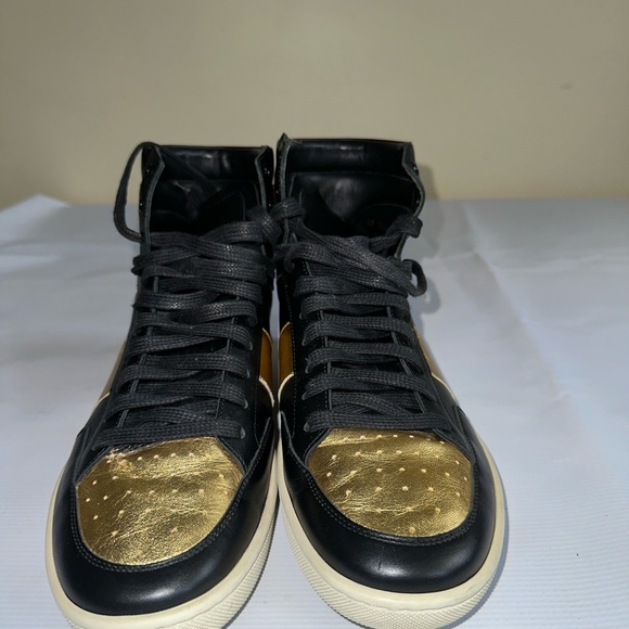 SAINT LAURENT Black Gold COURT CLASSIC SL/10H High-Top US size 8 - Picture 3 of 5
